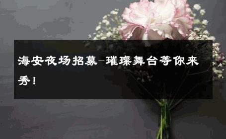 海安夜场招募-璀璨舞台等你来秀！ 