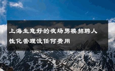 上海生意好的夜场男模招聘人性化管理没任何费用 