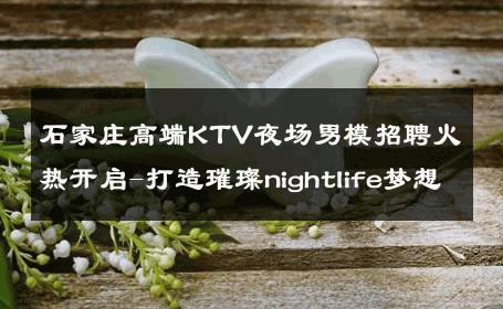 石家庄高端KTV夜场男模招聘火热开启-打造璀璨nightlife梦想 