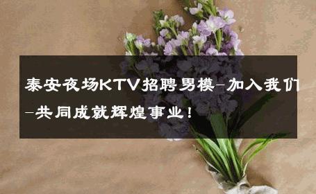 泰安夜场KTV招聘男模-加入我们-共同成就辉煌事业！ 