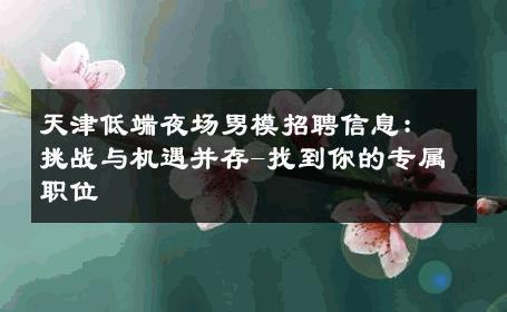 天津低端夜场男模招聘信息：挑战与机遇并存-找到你的专属职位 