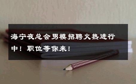 海宁夜总会男模招聘火热进行中！职位等你来！ 