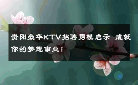 贵阳豪华KTV招聘男模启示-成就你的梦想事业！ 