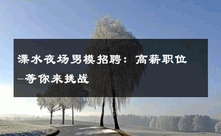 溧水夜场男模招聘：高薪职位-等你来挑战 