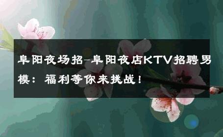 阜阳夜场招-阜阳夜店KTV招聘男模：福利等你来挑战！ 