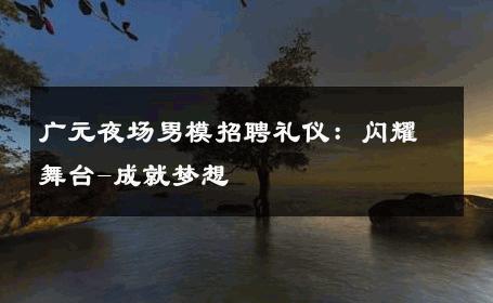 广元夜场男模招聘礼仪：闪耀舞台-成就梦想 