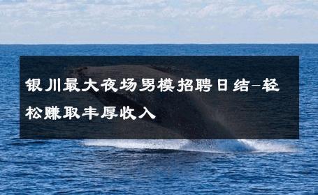 银川最大夜场男模招聘日结-轻松赚取丰厚收入 