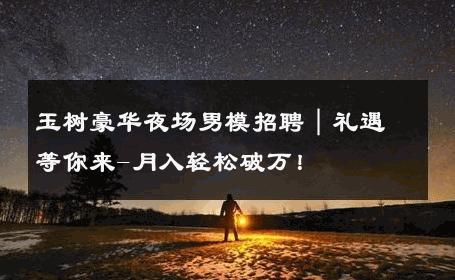 玉树豪华夜场男模招聘｜礼遇等你来-月入轻松破万！ 