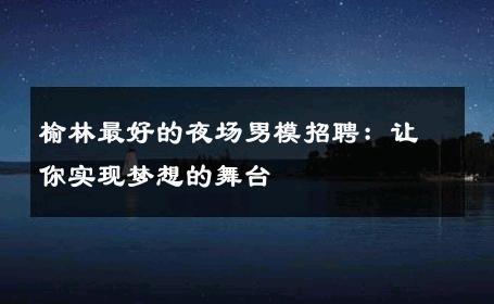 榆林最好的夜场男模招聘：让你实现梦想的舞台 