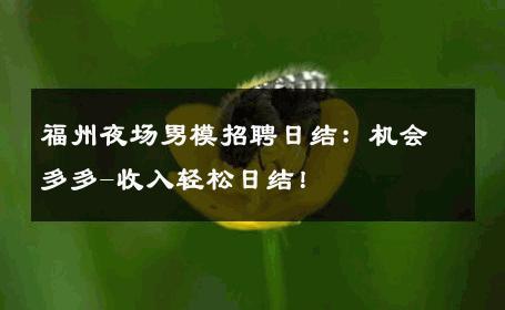 福州夜场男模招聘日结：机会多多-收入轻松日结！ 