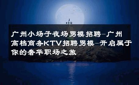 广州小场子夜场男模招聘-广州高档商务KTV招聘男模-开启属于你的奢华职场之旅 