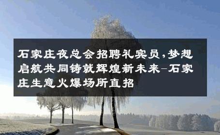 石家庄夜总会招聘礼宾员,梦想启航共同铸就辉煌新未来-石家庄生意火爆场所直招