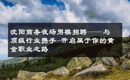 沈阳商务夜场男模招聘——与顶级行业携手-开启属于你的黄金职业之路 