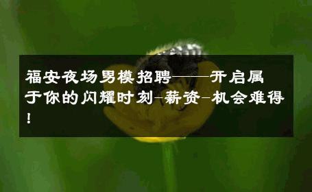 福安夜场男模招聘——开启属于你的闪耀时刻-薪资-机会难得！ 