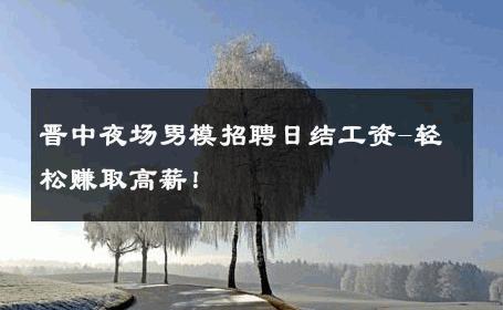 晋中夜场男模招聘日结工资-轻松赚取高薪！ 