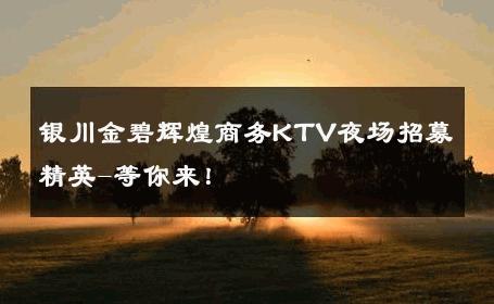 银川金碧辉煌商务KTV夜场招募精英-等你来！ 