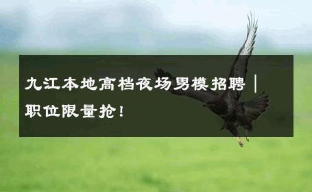 九江本地高档夜场男模招聘｜职位限量抢！ 