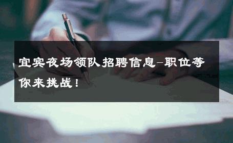 宜宾夜场领队招聘信息-职位等你来挑战！ 