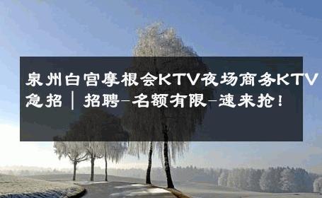 泉州白宫摩根会KTV夜场商务KTV急招｜招聘-名额有限-速来抢！ 