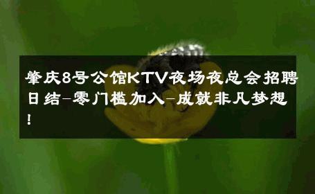 肇庆8号公馆KTV夜场夜总会招聘日结-零门槛加入-成就非凡梦想！ 