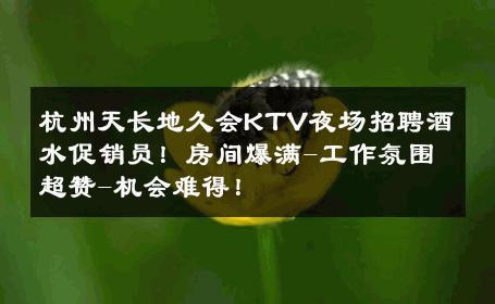 杭州天长地久会KTV夜场招聘酒水促销员！房间爆满-工作氛围超赞-机会难得！ 