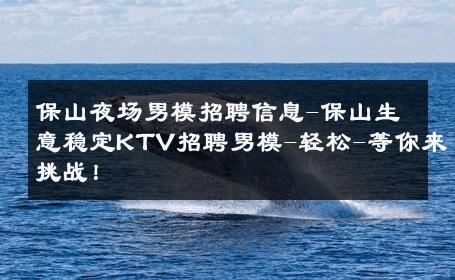 保山夜场男模招聘信息-保山生意稳定KTV招聘男模-轻松-等你来挑战！ 