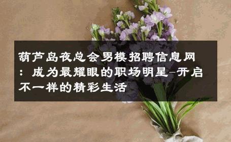葫芦岛夜总会男模招聘信息网：成为最耀眼的职场明星-开启不一样的精彩生活 