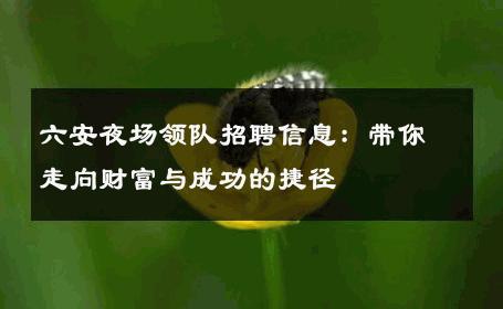 六安夜场领队招聘信息：带你走向财富与成功的捷径 