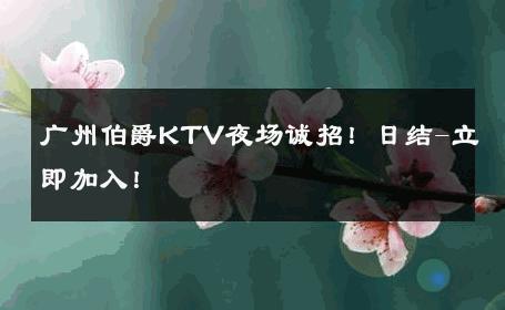 广州伯爵KTV夜场诚招！日结-立即加入！ 