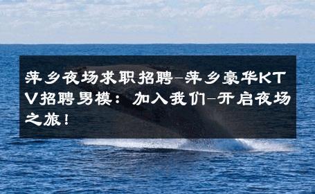 萍乡夜场求职招聘-萍乡豪华KTV招聘男模：加入我们-开启夜场之旅！ 