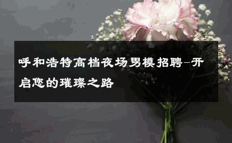 呼和浩特高档夜场男模招聘-开启您的璀璨之路 