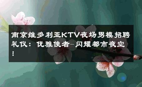 南京维多利亚KTV夜场男模招聘礼仪：优雅使者-闪耀都市夜空！ 