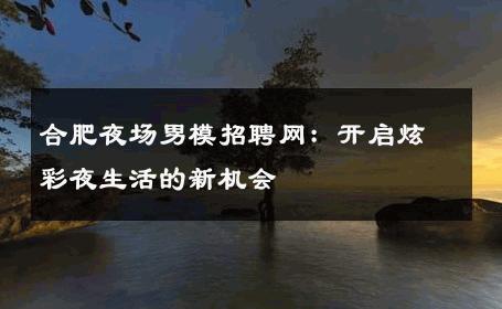 合肥夜场男模招聘网：开启炫彩夜生活的新机会 