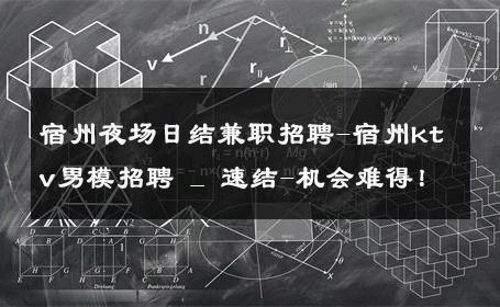 宿州夜场日结兼职招聘-宿州ktv男模招聘 _ 速结-机会难得！ 