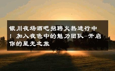 银川夜场酒吧招聘火热进行中！加入夜色中的魅力团队-开启你的星光之旅 