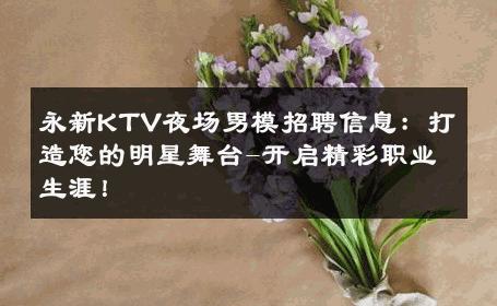 永新KTV夜场男模招聘信息：打造您的明星舞台-开启精彩职业生涯！ 